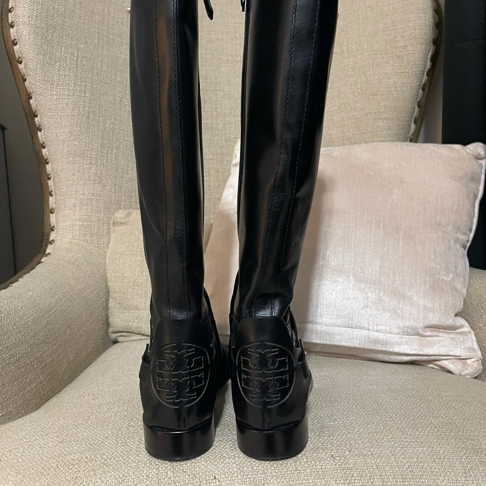 Tory Burch Derby Riding Boot, Black, Size 9